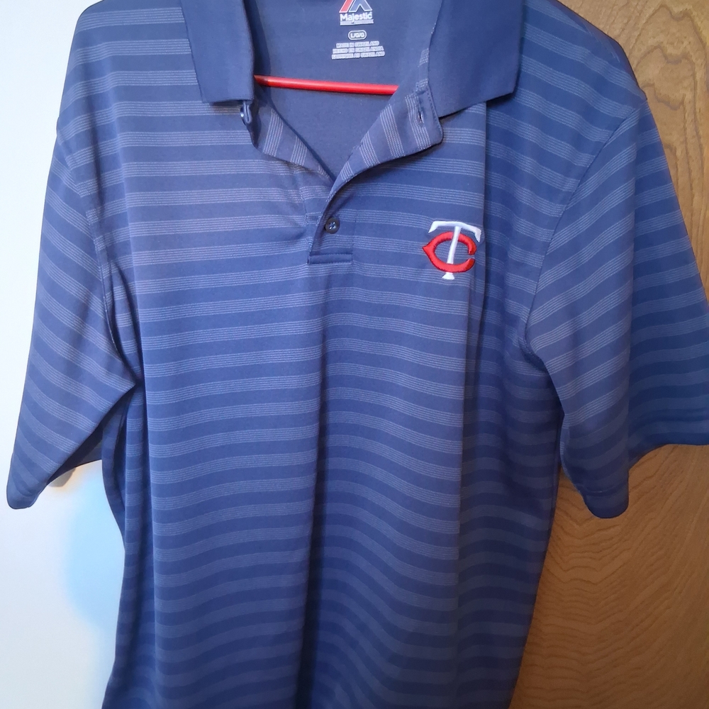 Majestic Navy Striped Polo Shirt